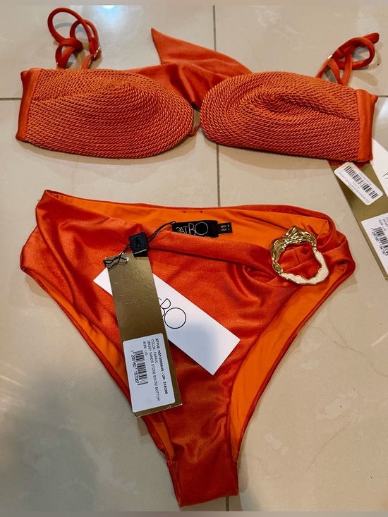 PatBO Other - PatBO Jersey Sands Bikini Top (Sz L) & Bottom (Sz L) Color Papric w Gold Accents